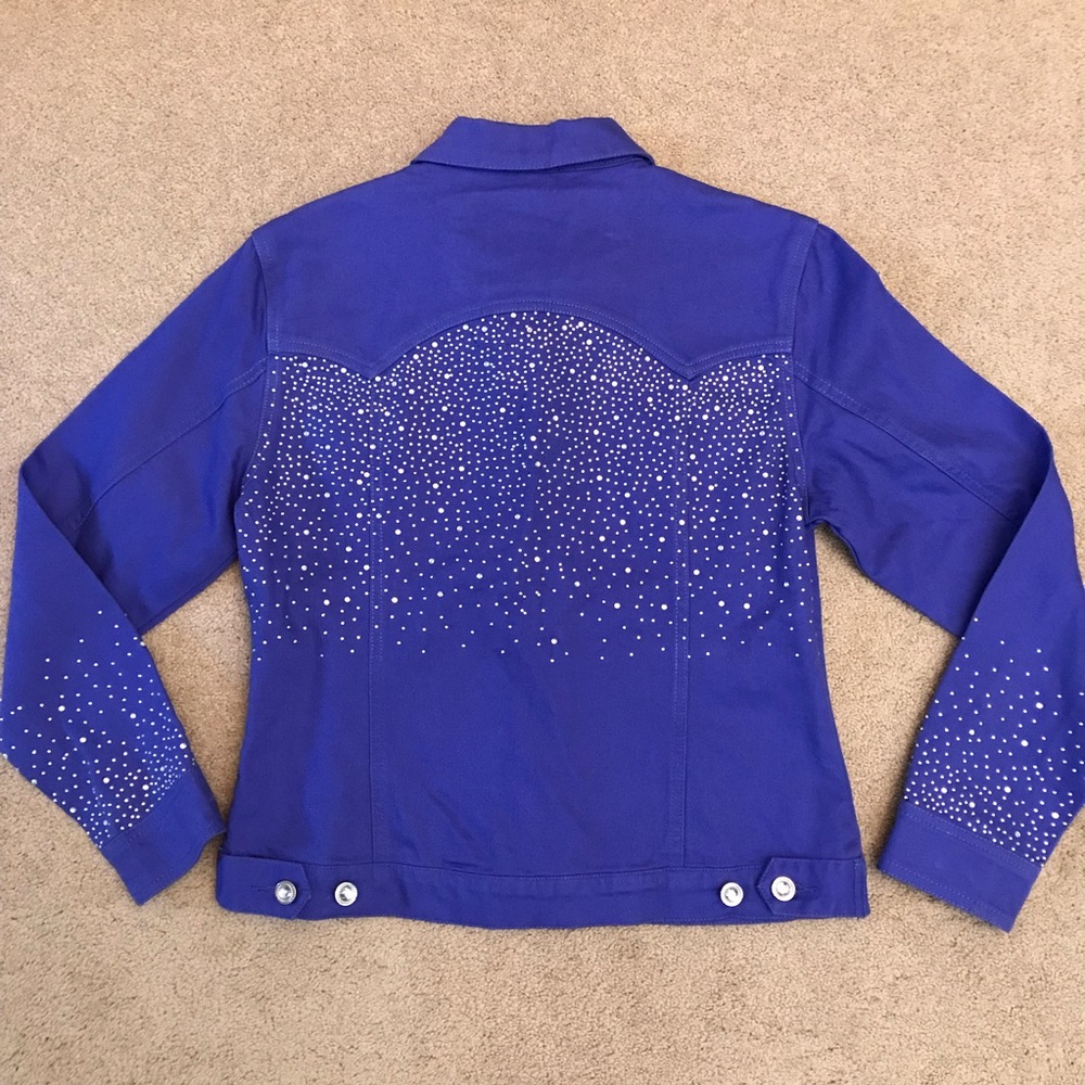 Ethyl Denim Blue Jean Jacket Womens Small Bedazzled Bling Rhinestones Cowgirl - Picture 3 of 11